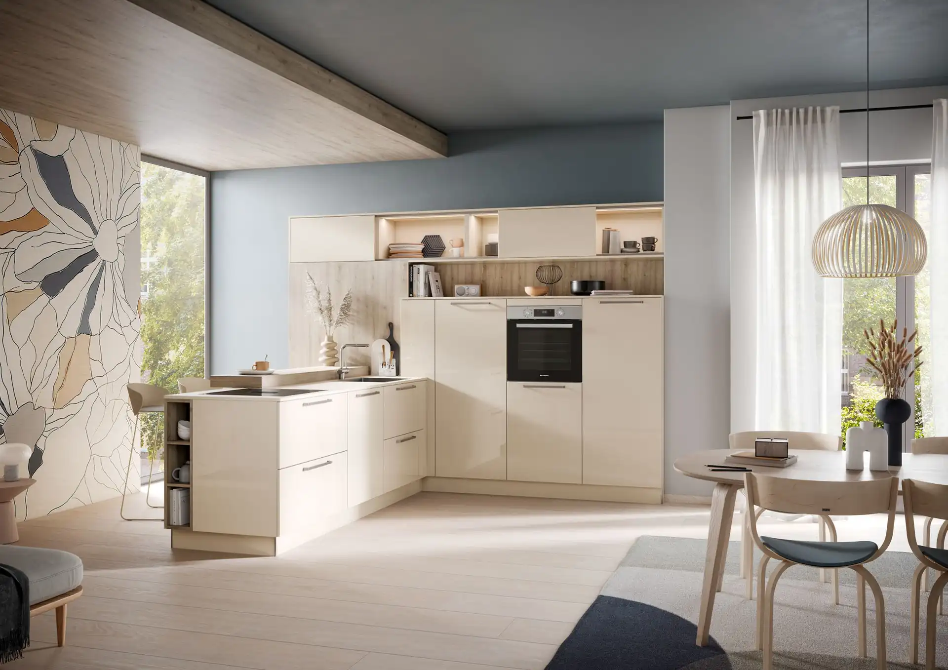 Häcker Küchenzeile Top Brillant Magnolie kleine Küche