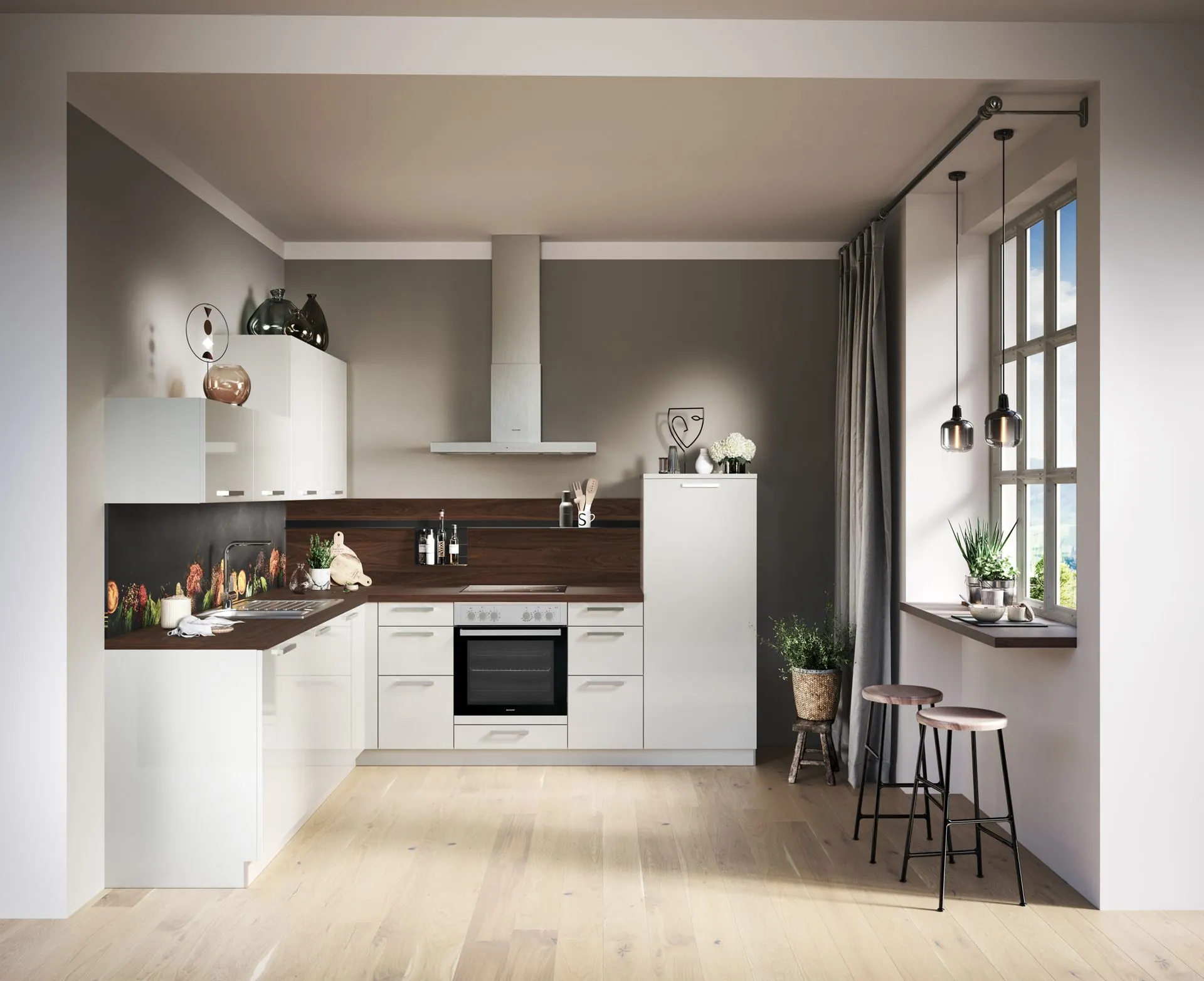 Häcker L-Küche Top Brillant Satin Hochglanz
