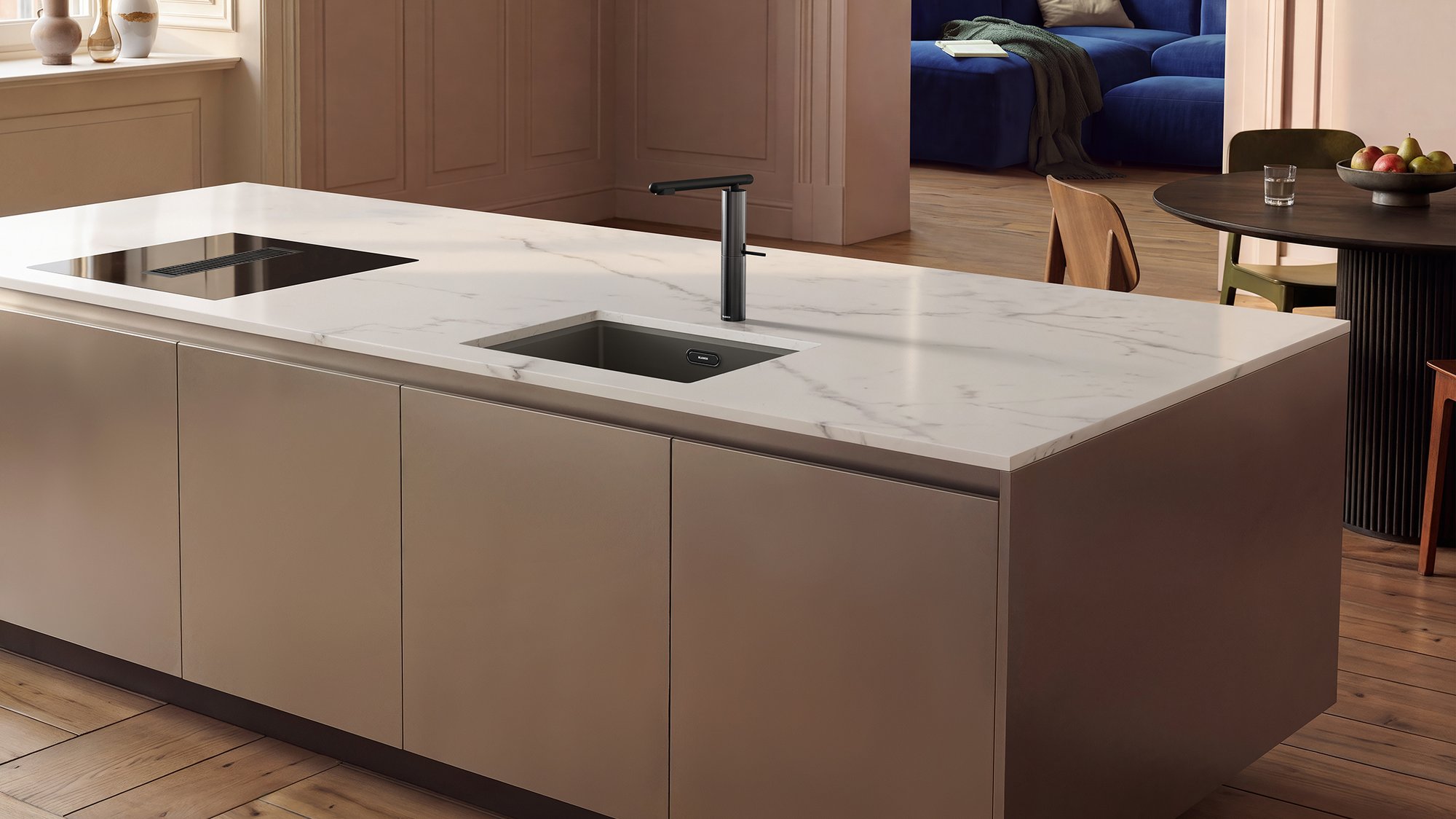 Blanco Innovationen 2027: Kücheninsel mit Armatur LAVIN und Spüle VION